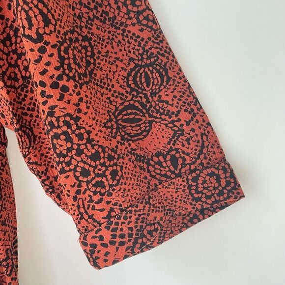 Garnet Hill Kimono Style Dress Viscose Rust Black Print Medium - Picture 5 of 9